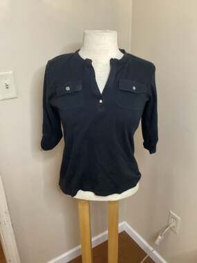 Ralph Lauren Black Roll-Tab Sleeve Henley w/Utility Pockets Size Small